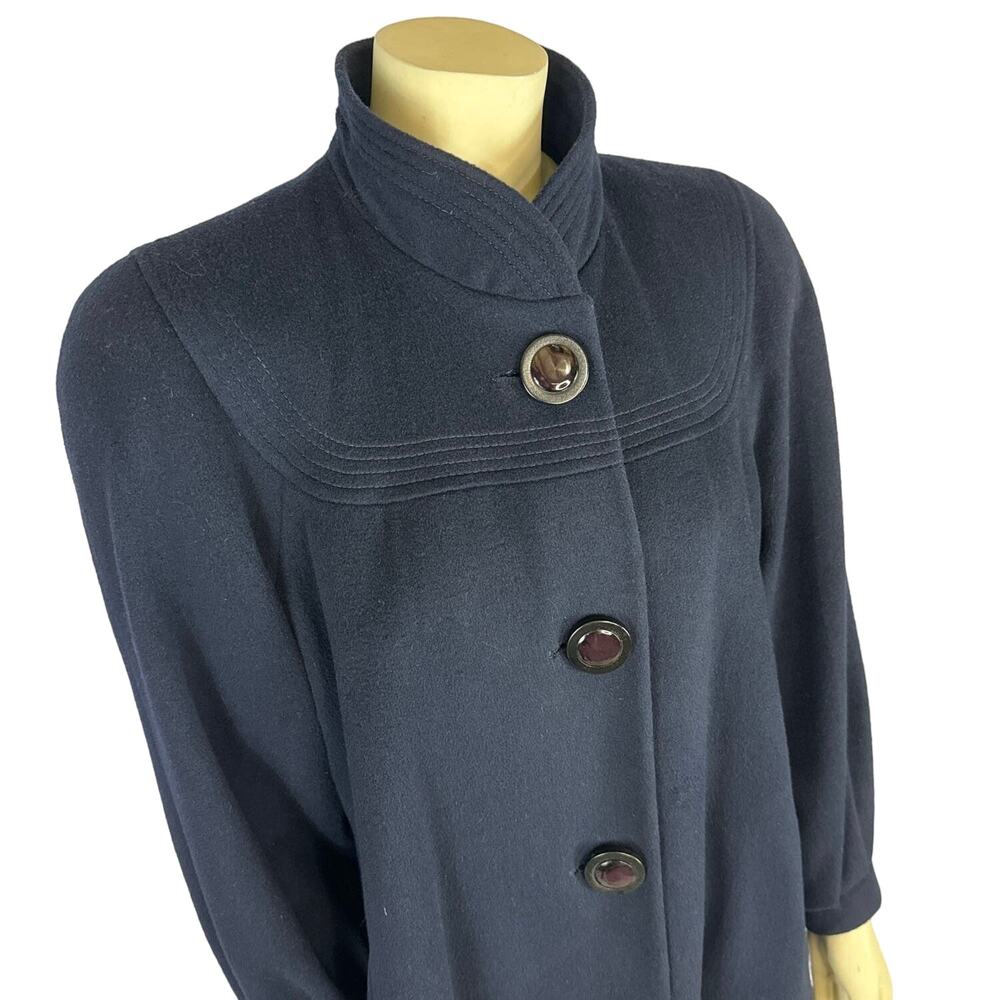 Vintage 70’s Ashley Scott Blue Pea Coat, stand collar made in USA size M petite